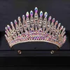 Hochzeitshaarschmuck Silber Farbe Kristall Königin große Krone Tiara Strasshaut Hochzeit Diadaras Frauen Festzug Prom Kronen Braut Haarzubehör Juwely L46