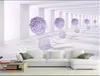 Tapety niestandardowe poambresy 3D Malowidła ścienne 3 D Space Purple Flower Mural TV Tła papiery ścianowe salon