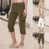 Short féminin Summer Femmes Loose Cargo Multi Pocket Panters Outdoor Outdoor Casual Cropped Sports Pantal Couleur solide court