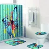 Badmattor 4st handmålad fjäril banyo paspas badrum mattan toalettmatta set tapis salle de bain alfombra bano
