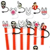 Picie słomy 9pcs/set St Toppers Er Forme Bad Bunny Stranger Thing