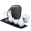 Mugs Outdoors Portable Travel Teapot Set With 3 Mini Cups 1 Gaiwan Porcelana Japanese Tea Ceremony Household Wine