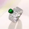 Bröllopsringar Huitan Aesthetic Flower Green Pear CZ Ceremony Party For Women Modern Fashion Design Brilliant Jewelry 2024