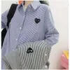 2023 Sommer japanischer Stil Frauen Schlanke Fit Blusen spielen Designer Damen Hemd Augen Big Heart Sticker Hemd Mode Bluse Qualität