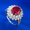 Klusterringar 2024 8 10 Ruby Synthetic Gemstone Lab Diamond Wedding Bands Cocktail Party Fine Jewelry Female Anniversary Gift
