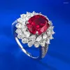 Clusterringe 2024 8 10 Ruby Synthetic Edelstein Labor Labor Diamond Ehering Cocktail Party Fein Schmuck Frau Jubiläum Geschenk