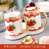 Kupalar yaratıcı seramik 350ml kupa kapaklı kaşık sevimli kız çay bardağı ev su oturma odası sehpa dekorasyon