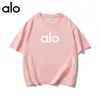 Al Women's Yoga Alolulu Short Sleeved Solid Color Nude Sports Loose midje fitness casual t-shirt jogging sportkläder topp