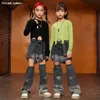 Hosenmädchen Hip Hop Crop Top Street Jeans Hose Kinder Sweatshirt Zwei Abschnitte Shorts Streetwear Kleidung Sets Kinder Jazz Kostüme L46