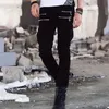 Mens Jeans Green Denim Biker Jeans Skinny Runway Distressed Slim Elastic Homme Hip Hop Military Motorcycle Cargo Pants 240403