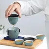 Zestawy herbaciarni TangaPinceramic Teapot z 3 filiżankami zielony przenośny zestaw do herbaty turystycznej
