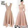 Casual Dresses Tingfly Runway Fashion Solid Color Crystal Button V Neck A Line Ball Gowns Midi Long Lady Elegant 90s Retro Party Night