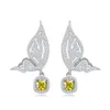 Pendientes de mariposa de Charm Fashion Diseñadora de joyas Boda 925 Sterling Sier Post Amarillo Aaa AAA Cubic Zirconia Pendimiento de cobre Dhluy