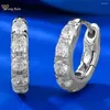 Boucles d'oreilles cerceaux Wong Rain 925 Sterling Silver Round Cut Lab Lab Gemstone Sparkling For Women Fine Jewelry Gift Wholesale