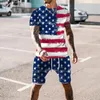 T-shirts d'été masculins Set Set American Flag Fashion Fashion Short Shorts vintage tenue décontractée pour hommes