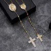 14K Gold gefüllt Silber 925 Big Cross Verstellbare Rosenkranzketten Halskette