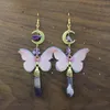 Bengelen oorbellen amethist kristal vlinder sprookje hangery hanger unieke maan gouden geschenken voor haar