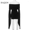 Casual jurken Sexy Slash Neck Off Shoulder Autum lange mouwontwerper voor vrouwen elegante stretch skinny jurk bodycon Party Nightwear