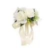 Fleurs décoratives Simulation Bouquet de mariée avec ruban Romantique Roses artificielles Roses artificielles DIY Bouquet floral nuptial Décoration de fête de mariage