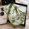 Scarves Women Light Green Long Silk Scarf Hairband Spring Fall Fashion Floral Pattern Brand Pure Ribbons Floulard