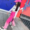 Trousers Girls High Waist Dyed Gradient Wide g Pants 2024 Spring Summer Versati Tank Top kids girl Straight g Jeans L46