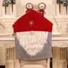Stoelhoezen Kerstset van 2 Santa Hat Back Suit Slipcovers voor huis eetkamer vakantie feestje decor