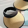 Baskar Visir Straw Hat Practical UV Protection Sun Tomt stora takfot strand