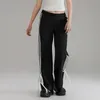Pantalon féminin Spring Summer Black Elastic Side Side Striped Jogger Streetwear