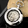 Pocket Watches Retro Pocket Skeleton Manual Wrapped Mechanical Pocket Antique Roman Digital Dial Pendant With Chain FOB Clock L240402