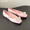 Mary Jane Straight Tape Small Leather Leather Shoes New Flat Ballet Silver Square Bow Line with altywow Mouth Single Shoes Fashion All Match Dance Shoes Size35-42