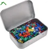 Storage Bottles 30Pcs 3.7x2.3x0.8 Inch. Metal Hinged Tin Box Container Mini Portable Small Kit With Lid For Home