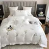 Ensembles de literie assez élégants à broderie florale blanche couvercle de couette en coton coton wildflowers set tobe de lit de courtepointe