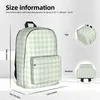 Plecak zielony gingham kobieta plecaki chłopcy dziewczęta BookBag Waterproof Waterproof School Torby Portability Laptop Procka