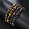 Strand 1pc Vintage Wooden Bead Bracelet para homens homens naturais de pedras biliares de pedra vulcânica de pedra vulcânica