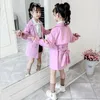 Jackets 2colors Big Girls Kids Trench Coat Jacket Flowers Embroidery Fashion Belt Children Spring Autumn Clothing