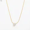 Chains Joolim Jewelry Wholesale Waterproof Elegant Fine Fashion Round&Heart Zirconia Pendant Stainless Steel Necklace For Women