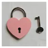 Door Locks Creative Alloy Heart Shape Keys Padlock Mini Archaize Concentric Vintage Old Antique With Drop Delivery Home Garden Buildin Dhfnv