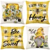 Kudde Cover Linen Print Elf Bee Lattice Cushion Case Living Room SOFA CUSHION COVER