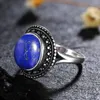 Anelli a grappolo S925 Sterling Silver Natural Lapis Ametista gemma Ametista per le donne Anniversario Regalo di gioielli