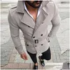 Men'S Wool & Blends Mens Men Winter Warm Windbreaker Trench Woolen Coat Retro Jacket Jackets Double Breasted Fashion Male Autumn Overc Dhvdc