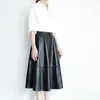 Skirts 2024 Autumn And Winter Simple High Waist Large Swing Three Color Umbrella Skirt Mid Length Genuine Leather Sheepskin S