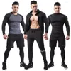 Herren Tracksuits Sports eng sitzend schnell trocknend langärmelig T-Shirt Outdoor Running Basketball Fitness Anzug Tracksuit Männer