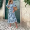 Vestidos informales Mujeres básicas Vestidos largos Bohemian Beach Algodón Plus Tamaño V Neck Elegant Maxi Batida suelta Vestidos 230531 Estidos Estidos