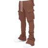 Plusowe spółki w stosy dla mężczyzn Plecee Flare Flare Free Pants Street Wear Men Up Projekt Hiphop Pants Design 240402