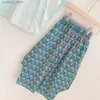 Trousers Summer Girls Clothing Sets Hong Kong Sty Doll Collar Wavy Sevess Top+Wide g Pants Baby Clothes Children Kids Outfits L46