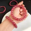 Strand Wholesale Strawberry Quartz Perles de pomme Bracelet perlé en cristal naturel Finement sculpté pour les femmes Lovers Fashion Bijoux