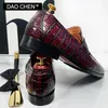 Casual Shoes LUXURY MEN'S LOAFERS SLIP ON MEN DRESS RED BLACK WEDDING BANQUET OFFICE GENUINE LEATHER FOR