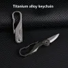 Kniv Titaniumlegering Keychain Mini Open Express Knife Portable EDC SelfDefense Pendant M390 Stål Foldning Unpacking Tool