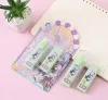 Eraser 4set jeu Genshin Impact Ganyu Zhongli Neuvillette Lynette Cartoon Eraser Crayon mignon Pushpull Rubber Kids Stationery Gift