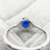 Cluster Rings S925 Sterling Silver European och American Retro Water Drop Sapphire All-Match Temperament Ladies Ring